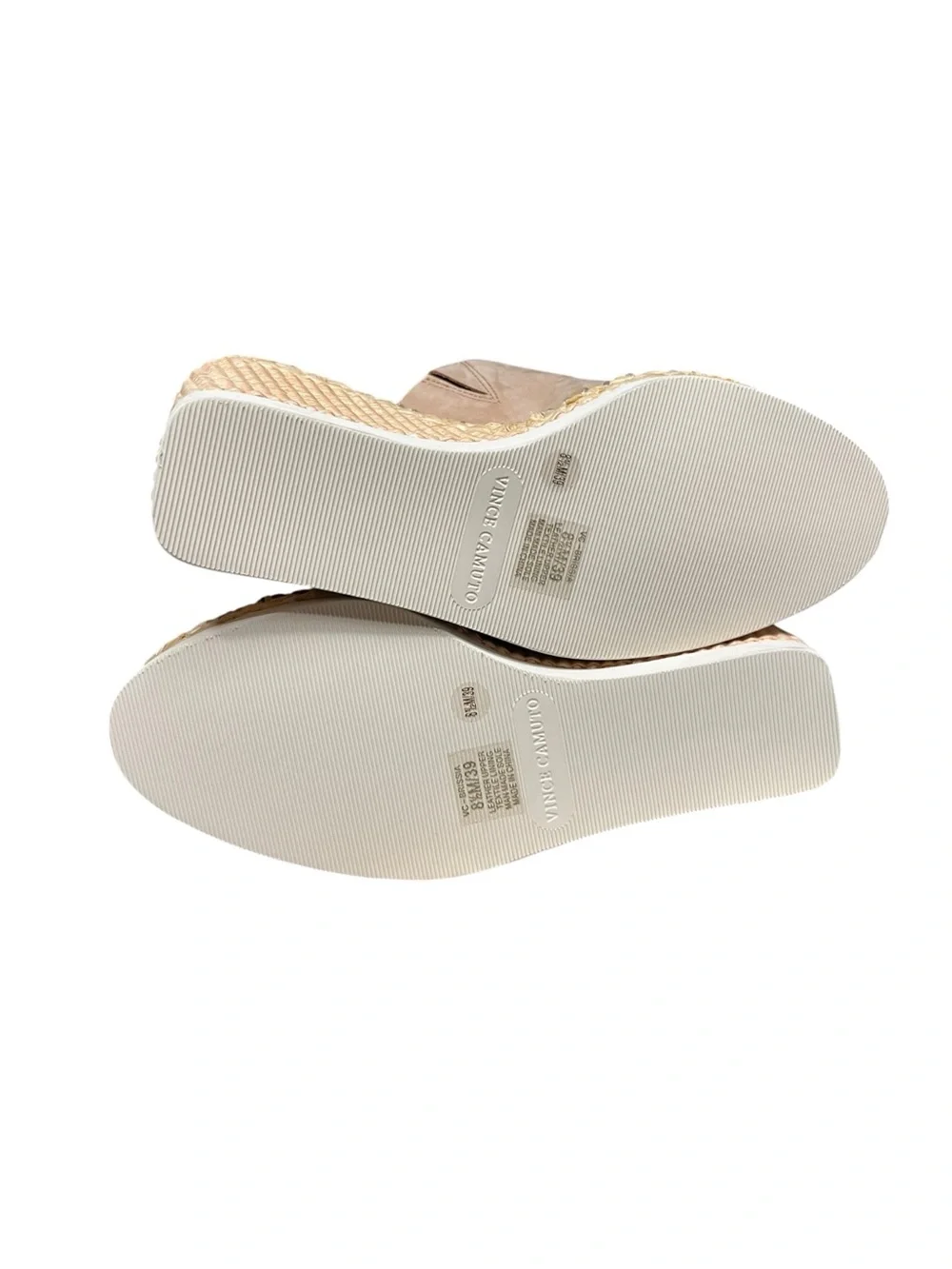 🌻NEW Vince Camuto Brissia Wedge Mules – Tan/Tortilla Nubuck Espadrille size 8.5